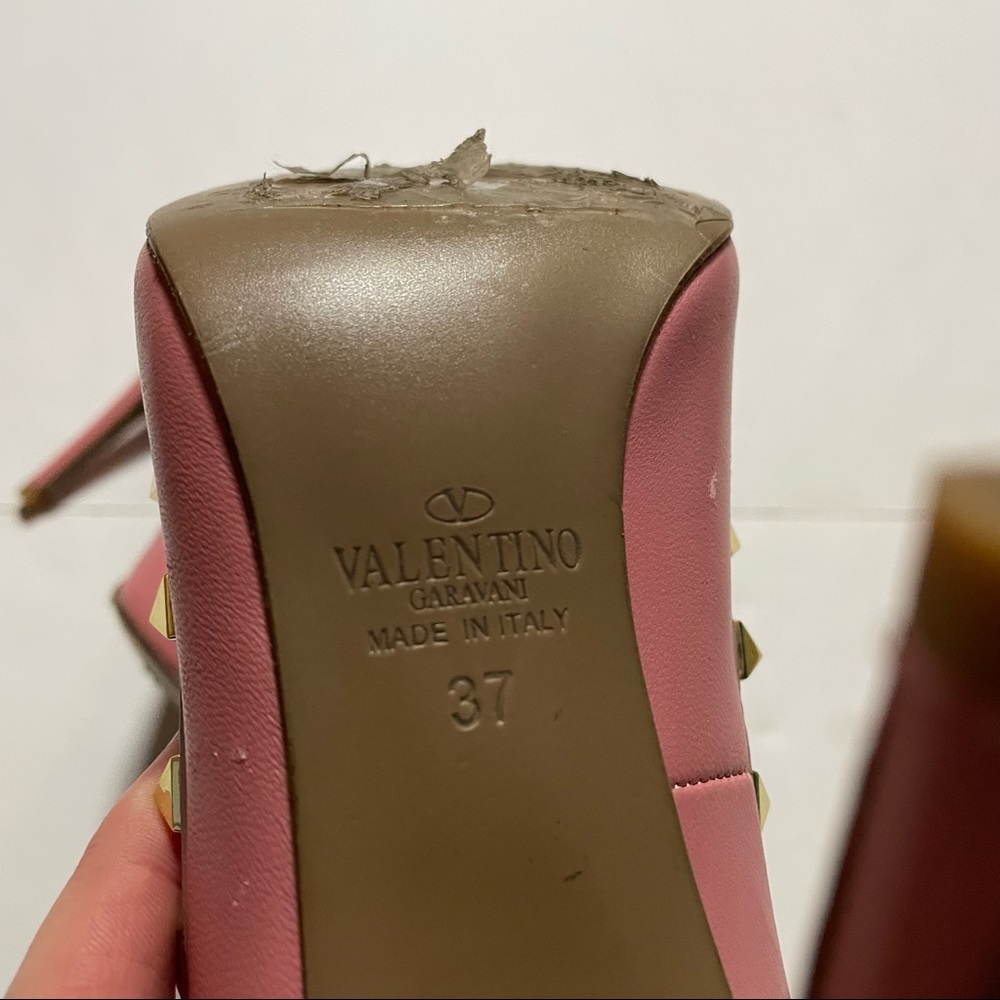 Valentino Garavani Rockstud Pink Patent Leather Pumps Heels Size 37 (US Size 7) - Picture 11 of 12